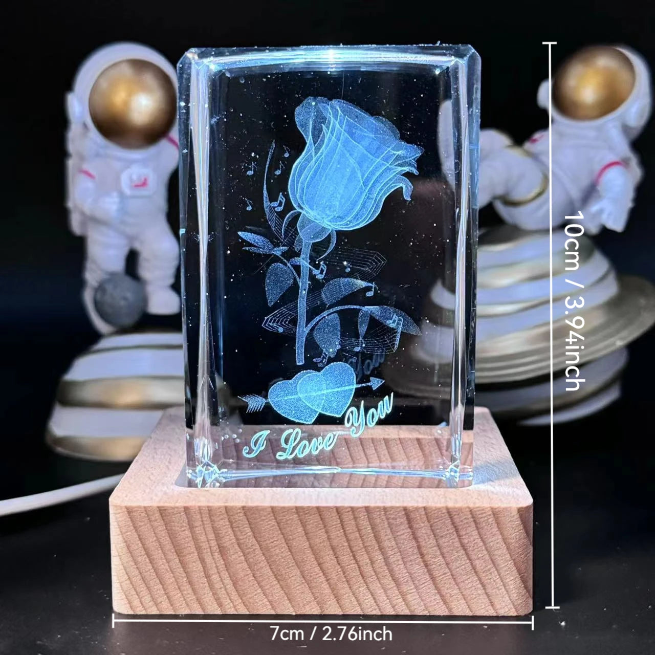 3D Crystal Rose Night Light - Unique Gift for Mom
