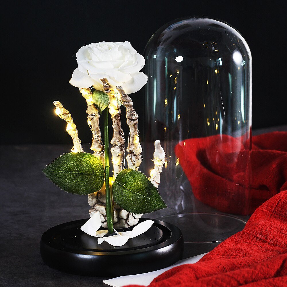 White Eternal Rose Under Halloween Bell - Eternal Rose Store
