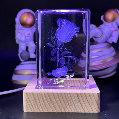 3D Crystal Rose Night Light - Unique Gift for Mom
