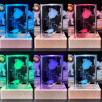 3D Crystal Rose Night Light - Unique Gift for Mom