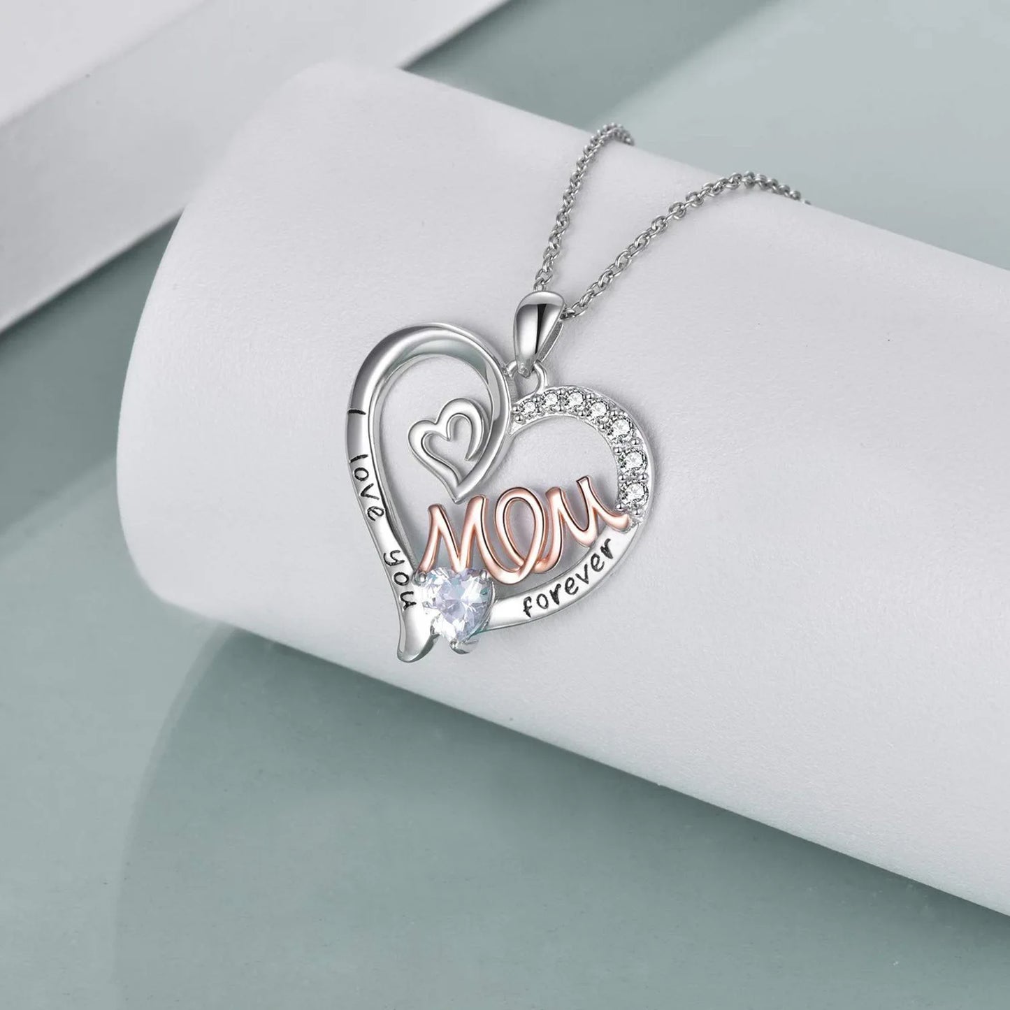 Necklace with Cubic Zirconia Pendant - An Elegant Gift for Mom